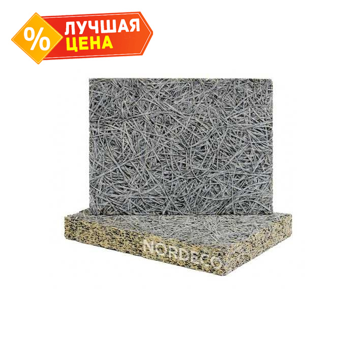 Фибролитовая плита Nordeco ФП 450-25С 1200х600х25 средней плотности на сером цементе